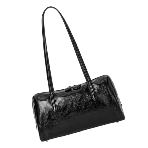 Modische Schultertasche aus weichem PU-Leder mit Stauraum für den täglichen Bedarf, koreanische Unterarmtasche, Handtasche mit Tragegriff oben, modische Unterarmtasche, Schwarz , One Size von Uqezagpa