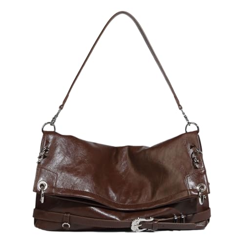 Modische Unterarmtasche mit leicht zugänglichen Taschen, PU-Leder, Achseltasche, lässige Schultertasche, für Reisen, Arbeit, modische Schultertasche, braun, One Size von Uqezagpa