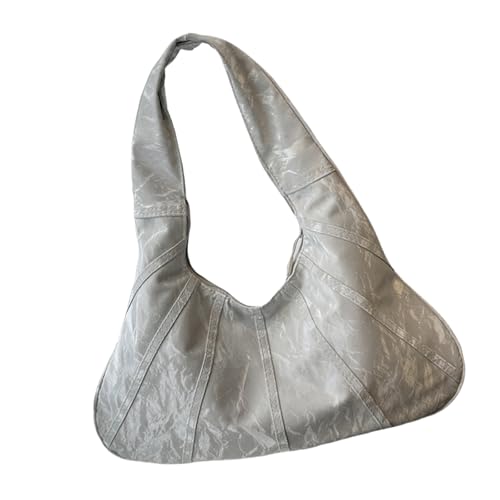 Modische einfarbige lässige Umhängetasche für Damen und Herren, praktische Unterarm-Geldbörse, großer Tragegriff oben, einfache Handtasche, silber, One Size von Uqezagpa