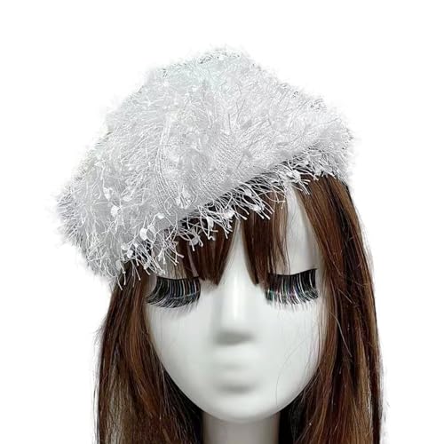 Modischer Haarreif mit halber Kappe, für Hochzeit, Party, Stirnband, weiß, Universal-Oberkappe, Haarband für Dinner-Party, flacher Hut, Stirnband, Haarschmuck, Party-Haarband von Uqezagpa
