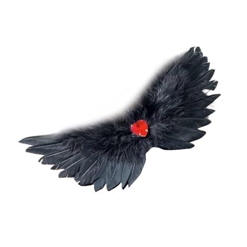Modisches schwarz-weißes gefiedertes Haar-Accessoire mit Flügel-Designs und Strasssteinen für Frauen auf Partys von Uqezagpa