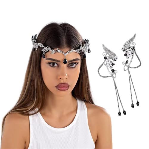 Multifunktionales Haarband Und Ohrclip Set Mit Funkelnden Strassstichen Mode Haarstück Für Einen Modischen Look Geeignet von Uqezagpa