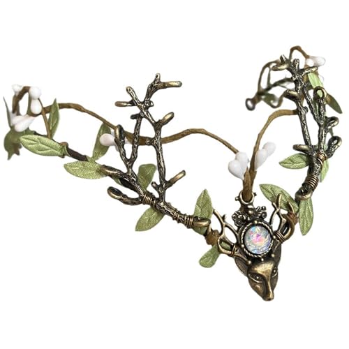 Naturstil, Horn-Kopfbedeckung mit Ranken- und Blatt-Design, Diadem, Haarreif für Musikfestival, Hochzeit und Fotografie von Uqezagpa