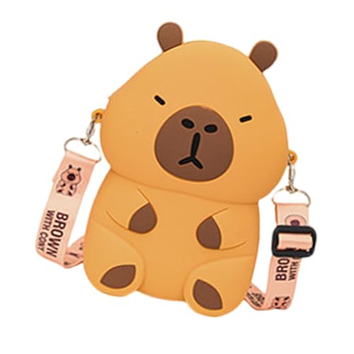 Praktische Silikon-Umhängetasche mit Tiermotiv, Cartoon-Umhängetasche, lässige Umhängetasche für Schulausflüge und alltägliche Abenteuer, Capybara Kinder-Geldbörse, C, One Size von Uqezagpa
