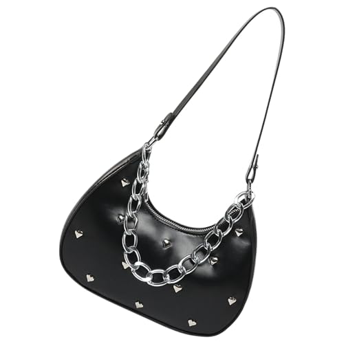 Praktische Umhängetasche PU-Leder Achseltaschen Damen Abendhandtasche Stilvolle Unterarmbörse für Komfort und Stile Gesteppte Nylontasche, Schwarz , One Size von Uqezagpa