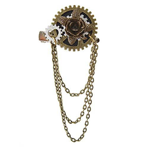 Punk-Brosche, modische Sicherheitsnadeln, Steampunk-Zahnräder, Haarspange, Kragennadeln für Damen, Mädchen, coole Mantelnadel für Männer, Steampunk-Gothic-Stil, Metallquasten, Kettenbrosche, von Uqezagpa