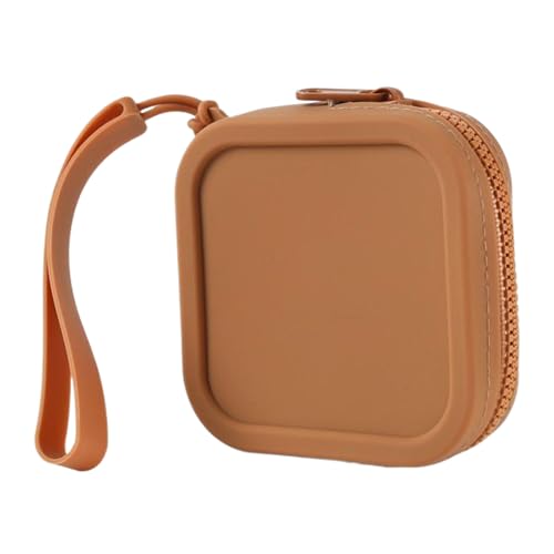 Quadratische Silikon-Geldbörse, kleine Kopfhörertasche, kleine Münztasche, Geldbörse, tragbar, Make-up für Reisen und Outdoor, Kosmetikartikel, braun von Uqezagpa