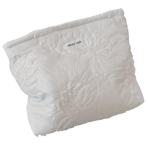 Reise-Kosmetiktasche mit großem Fassungsvermögen, gesteppt, Baumwolle, Make-up-Tasche, Kulturbeutel zur Aufbewahrung von Kosmetika und Pinseln, leichte Kosmetiktaschen, Spitzenstickerei, Mass Beauty von Uqezagpa