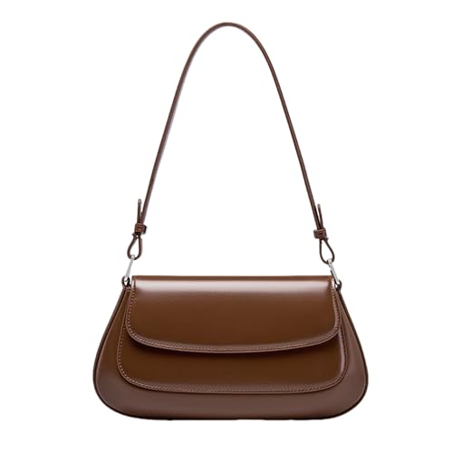 Retro Kunstleder Mode Umhängetasche für Arbeit Date und Shopping Damen Unterarm-Handtasche Verstellbare Crossbody Geldbörse Verstellbarer Riemen Crossbody Bag, Kaffeebraun, One Size von Uqezagpa