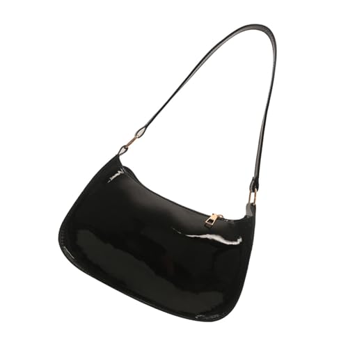 Retro PU Leder Umhängetasche für Frauen Elegant Unterarm Satchel Geldbörse Mode Abend Handtasche Achsel Leder Clutch Geldbörse, Schwarz , One Size von Uqezagpa