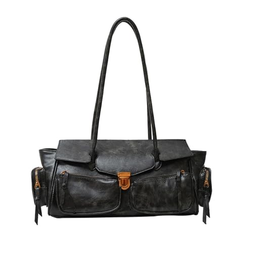 Retro-Unterarm-Geldbörse, große Kapazität, Schultertasche mit mehreren Taschen, Achseltaschen für den täglichen Gebrauch und besondere Anlässe, reisefreundliche Umhängetasche, Schwarz , One Size von Uqezagpa
