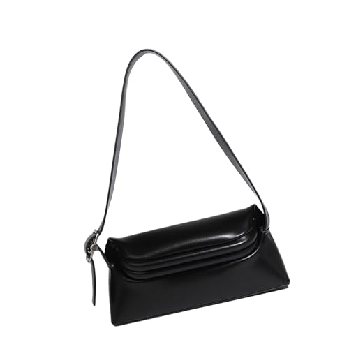 Schultertasche aus PU-Leder, umklappbar, lässige Unterarm-Geldbörse, Arbeit mit verstellbarem Riemen und geräumiger Unterarmaufbewahrung, Schwarz , One Size von Uqezagpa