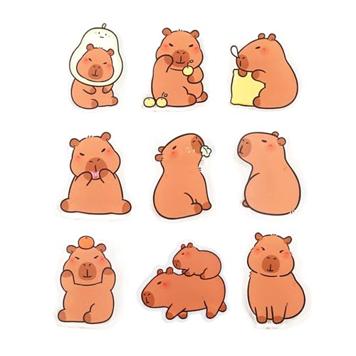 Set mit 9 Capybaras Acryl-Broschen, Cartoon-Tier-Abzeichen, modisches Accessoire, Verzierung für Rucksäcke und Jacken, vielseitiges Capybara-Abzeichen von Uqezagpa