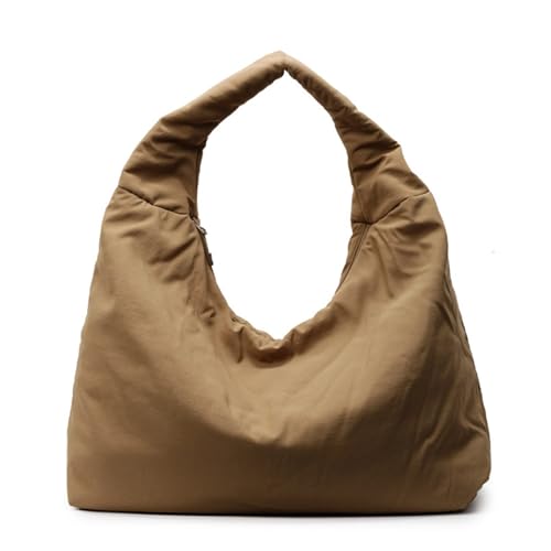 Stilvolle Damen-Handtasche, einfarbig, praktische Nylon-Umhängetasche, großes Fassungsvermögen, Unterarm-Geldbörse für Fitnessstudio und Reisen, stilvolle College-Tasche, khaki, One Size Stilvolle Damen-Handtasche, einfarbig, praktische Nylon-Umhängetasche, großes Fassungsvermögen, Unterarm-Geldbörse für Fitnessstudio und Reisen, stilvolle College-Tasche, khaki, One Size von Uqezagpa