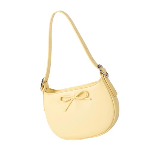 Stilvolle Damen Handtasche Praktische PU Leder Umhängetasche mit Schleifen Dekoration Unterarm Geldbörse für Wor und Reise Koreanische Geldbörse, gelb, One Size Stilvolle Damen Handtasche Praktische PU Leder Umhängetasche mit Schleifen Dekoration Unterarm Geldbörse für Wor und Reise Koreanische Geldbörse, gelb, One Size von Uqezagpa