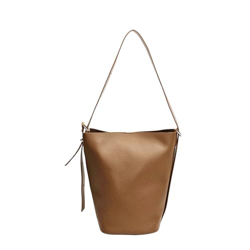 Stilvolle Damen Unterarmtasche PU Leder Eimer Geldbörse Schultertasche Party Satchel Handtasche Geeignet für Verschiedene Outfits Große Kapazität Handtasche, braun, One Size von Uqezagpa