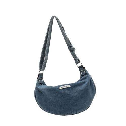 Stilvolle Jeans-Unterarmtasche für Damen, geräumige Schulter- und Crossbody-Tasche, Umhängetasche für verschiedene Anlässe, großes Fassungsvermögen, hellblau, One Size von Uqezagpa