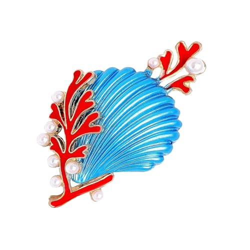 Stilvolle Korallenmuschel-Brosche, verziert mit Perlen und lebendiger Tropfglasur, elegantes Anstecknadel-Accessoire für vielseitiges Styling, Muschelkorallenperlen-Brosche, Einheitsgröße, Wie von Uqezagpa