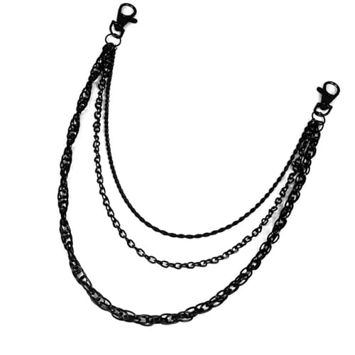 Stilvolle Persönlichkeits-Brieftaschenkette, mehrere Ringe, schwarzes Ornament für Herren, verschönert Rock- und Punk-Stil, schwarze Legierung, Einheitsgröße, Wie beschrieben, Wie beschrieben von Uqezagpa