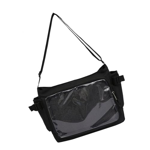 Stilvolle einfarbige transparente Umhängetasche, Umhängetasche für Studenten und Modeliebhaber, die an Club-Aktivitäten teilnehmen, einfache einfarbige Umhängetasche, Schwarz , One Size von Uqezagpa