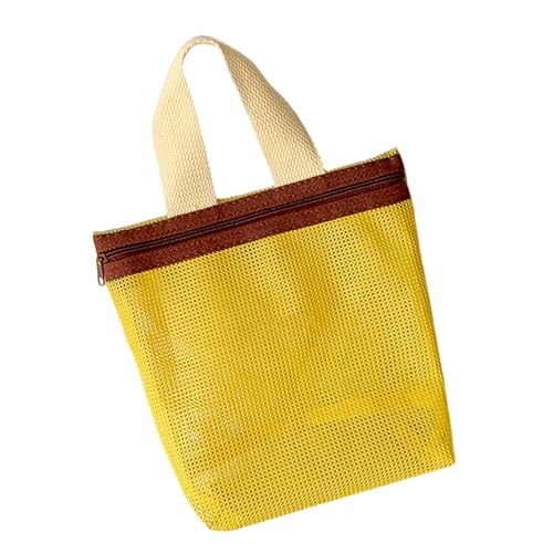 Strandtasche, Netzstoff, Duschtasche, für Damen, Pool, Reisen, Kosmetik, faltbar, tragbar, Kulturbeutel, Geschenk, Damen, Strand, gelb, Mass Beauty von Uqezagpa