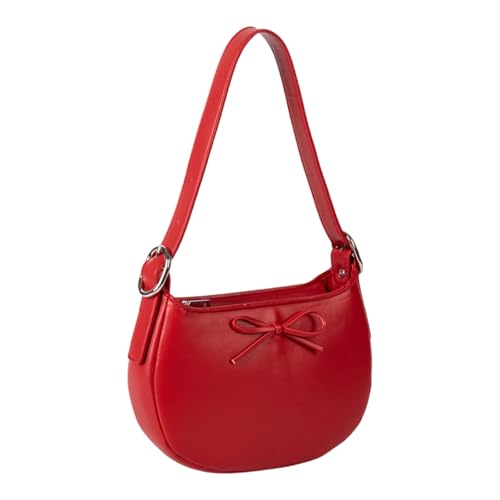 Trendige Abendtasche mit Schleifenverzierung und geräumiger Innenseite, PU-Leder-Schultertaschen für Arbeit und Freizeit, Reisen, koreanische Geldbörse, rot, One Size Trendige Abendtasche mit Schleifenverzierung und geräumiger Innenseite, PU-Leder-Schultertaschen für Arbeit und Freizeit, Reisen, koreanische Geldbörse, rot, One Size von Uqezagpa