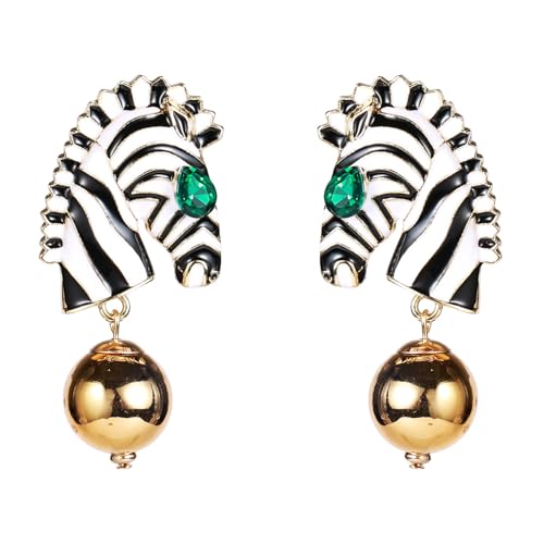 Trendige Tierform Ohrringe mit Zebras Designs Moderne Zebras Kopf Ohrringe Damen Tier Thema Party Ohrstecker Cocktail Party von Uqezagpa