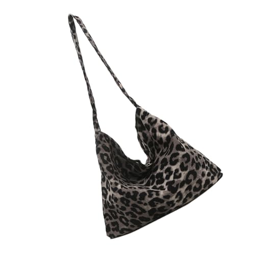 Trendige Umhängetasche aus Segeltuch mit Tierdruck, geräumige Innenseite, Pendler, große Schultasche für den täglichen Gebrauch, modische Schultertasche, Schwarz , One Size von Uqezagpa