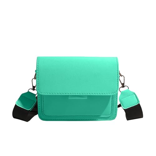 Trendige koreanische Stile, kleine Umhängetasche, praktische Umhängetasche aus PU-Leder, Satcel Geldbörse mit bequemem, breitem Riemen, trendige Damentasche, grün, One Size von Uqezagpa