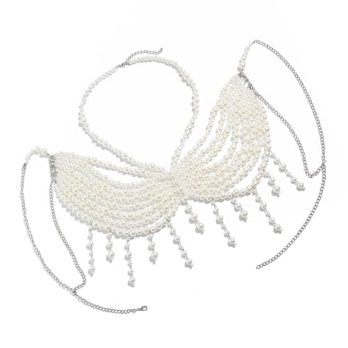 Trendiger eleganter BH mit Perlen, Brustkette, Schmuckzubehör, tragbar, für Nachtclubs und Partys, stilvolle Outfits für Damen, Strandurlaub, Einheitsgröße, Wie beschrieben, Wie beschrieben von Uqezagpa