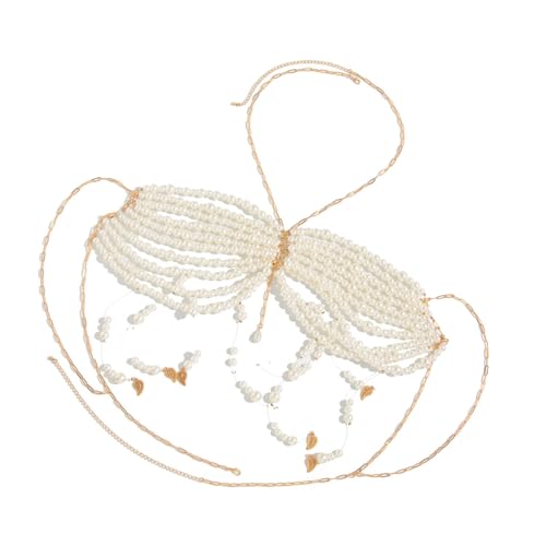Trendiger eleganter BH mit Perlen, Brustkette, Schmuckzubehör, tragbar, für Nachtclubs und Partys, stilvolle Outfits für Damen, Strandurlaub, Einheitsgröße, Wie beschrieben, Wie beschrieben von Uqezagpa