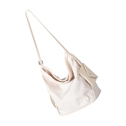 Übergroße Unterarmtasche im koreanischen Stil, Nylon-Konstruktion, verstellbarer Riemen, ideal für Büro, Reisen oder Einkaufen, verstellbarer Riemen, Schultertasche, beige, One Size von Uqezagpa