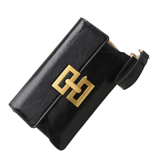 Umhängetasche aus PU-Leder für Damen, kleine Tasche, Kette, Schulter, koreanischer Stil, Kuriertasche, Abendtasche, trendige Umhängetasche, PU-Leder, Kuriertasche, Schwarz , One Size Umhängetasche aus PU-Leder für Damen, kleine Tasche, Kette, Schulter, koreanischer Stil, Kuriertasche, Abendtasche, trendige Umhängetasche, PU-Leder, Kuriertasche, Schwarz , One Size von Uqezagpa