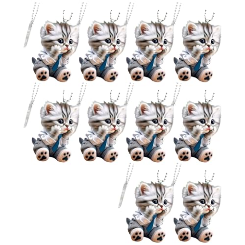 Uqezagpa 10 Stück schöne realistische Katzen Tier Anhänger Charm Schlüsselanhänger Hängende Ornamente Liebhaber Rucksack Auto verspiegelt von Uqezagpa