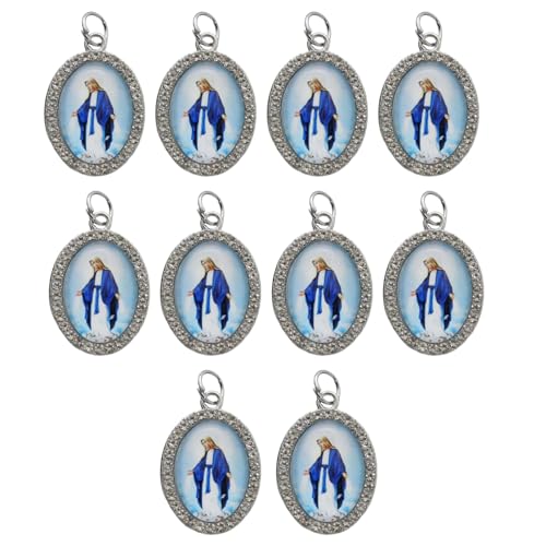 Uqezagpa 10 x religiöse ovale Anhänger, Charm-Figur, Metallanhänger für Halsketten, Schlüsselanhänger, Schmuck, 3.6x2.5cm, Metalllegierung Uqezagpa 10 x religiöse ovale Anhänger, Charm-Figur, Metallanhänger für Halsketten, Schlüsselanhänger, Schmuck, 3.6x2.5cm, Metalllegierung von Uqezagpa