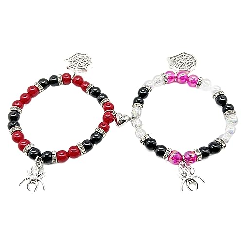 Uqezagpa 2 x Halloween-Spinnen-Paar-Armbänder, passender Armreif, modischer Handschmuck, Handgelenkkette für Damen und Herren, trendige Armbänder von Uqezagpa