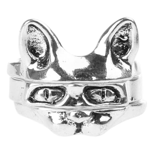 Uqezagpa 3 Stück Unisex Verlobungsschmuck haarlose Katzen Ringe Set Einzigartige Fingerringe Set Legierung Textur für Damen Mann Party Zubehör, Einheitsgröße, Wie beschrieben, Wie beschrieben von Uqezagpa