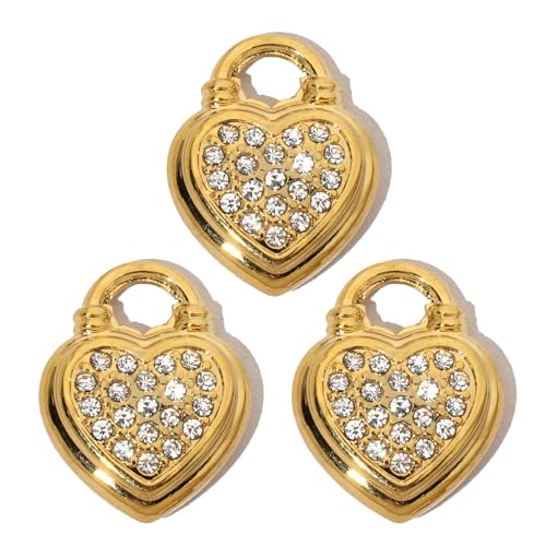 Uqezagpa 3 x Herz-Anhänger im französischen Retro-Stil, französischer Stil, französischer Vintage-Stil, Charm, entworfen für Bastelarbeiten, SizeApprox.16x17mm/0.62x0.66inches, Titanstahl von Uqezagpa