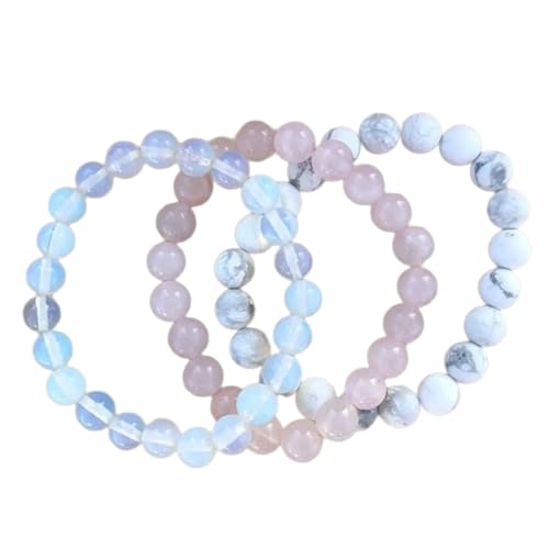 Uqezagpa 3 x Stretch-Armbänder aus Naturstein, verstellbare Perlen, Schmuck, Kristall-Accessoires für Damen und Mädchen, Einheitsgröße, Wie beschrieben von Uqezagpa