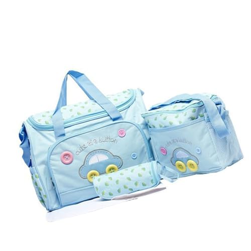 Uqezagpa 4-teiliges multifunktionales Baby-Wickeltaschen-Set, geräumiges und praktisches Baby-Wickelset für moderne Elternbedürfnisse, Oxford-Gewebe, himmelblau, Einheitsgröße von Uqezagpa