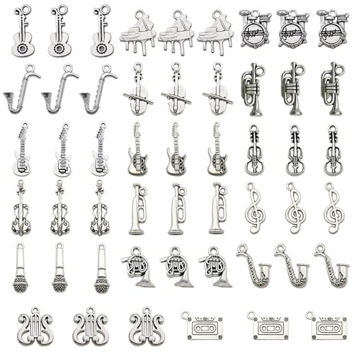 Uqezagpa 51 Stück/Set Musikinstrument Anhänger Retro Violine Anhänger Musik Charm Handgefertigter Schmuck Zubehör für Musik von Uqezagpa