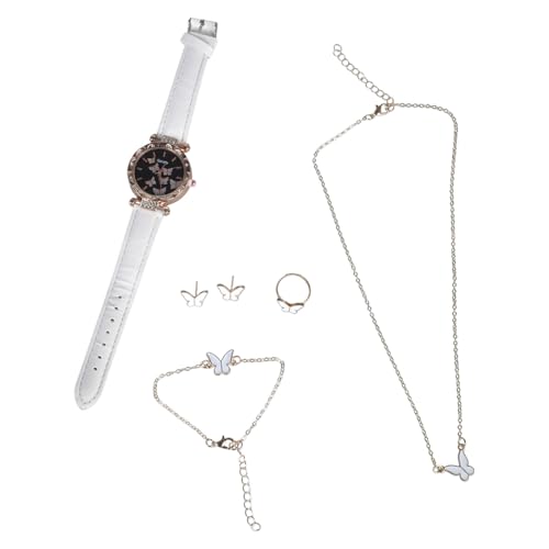 Uqezagpa 6-teiliges modisches Schmetterlings-Schmuck-Set, luxuriöse Armbanduhr, Ringe, Halskette, Ohrringe für Damen, Quarz-Armbanduhr, verschiedene Anlässe, Einheitsgröße, Wie beschrieben, Wie Uqezagpa 6-teiliges modisches Schmetterlings-Schmuck-Set, luxuriöse Armbanduhr, Ringe, Halskette, Ohrringe für Damen, Quarz-Armbanduhr, verschiedene Anlässe, Einheitsgröße, Wie beschrieben, Wie von Uqezagpa