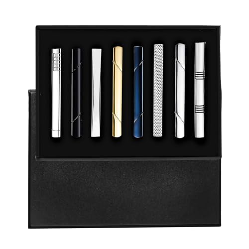 Uqezagpa 8 Stück Herren Krawattenklammer Legierung Textur Sicherer Halt Mode Accessoire Krawattenverschlüsse Krawattenzubehör für formelle und legere Anlässe von Uqezagpa