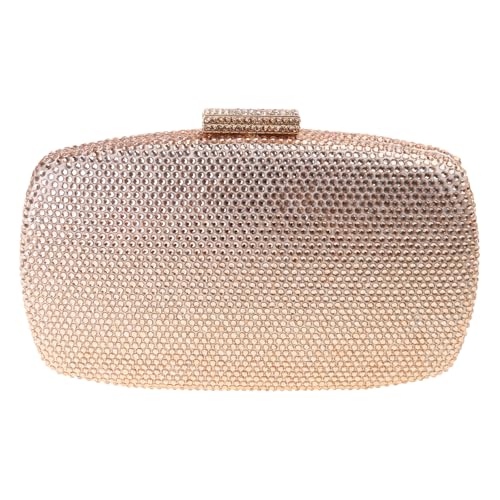 Uqezagpa Abendtasche mit glitzernden Strasssteinen und abnehmbarer Kette, Umhängetasche für formelle Veranstaltungen und Partys, Abendhandtaschen, champagnerfarben, One Size von Uqezagpa