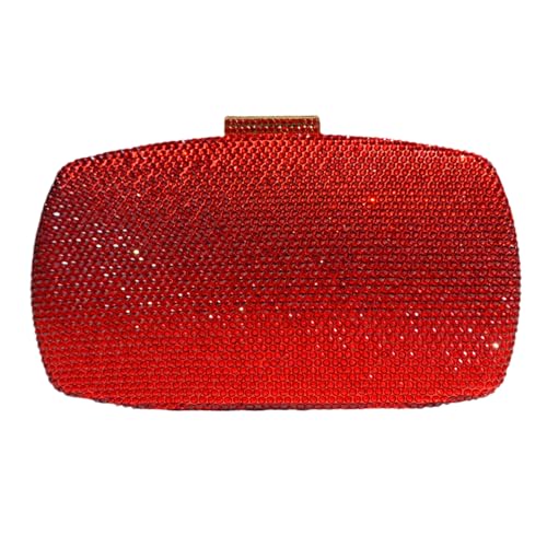 Uqezagpa Abendtasche mit glitzernden Strasssteinen und abnehmbarer Kette, Umhängetasche für formelle Veranstaltungen und Partys, Abendhandtaschen, rot, One Size von Uqezagpa