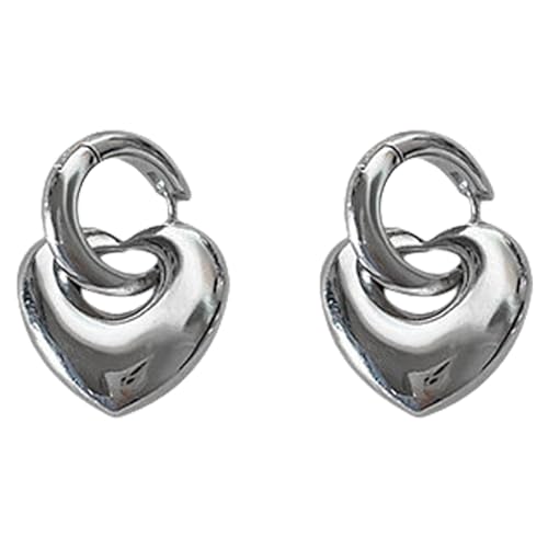 Uqezagpa Abnehmbare geometrische Liebesherz-Creolen, modische Ohrstecker für Damen und Mädchen, Party-Schmuck, Geburtstag von Uqezagpa