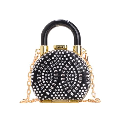 Uqezagpa Anspruchsvolle Abend-Geldbörse, Lippenstifte, Umhängetasche, Crossbody-Tasche für Hochzeiten mit eleganten Strass-Details, Hochzeits-Geldbörse, Schwarz , One Size von Uqezagpa