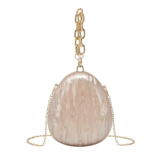 Uqezagpa Anspruchsvolle Acryl-Umhängetasche für Damen, Schultertaschen mit Kettenriemen, geeignet für Bankette und Zeremonien, Ketten-Clutch, aprikose, One Size von Uqezagpa