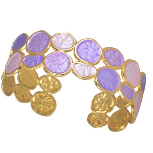 Uqezagpa Artistic Painted Adjustable Cuff Flexible Stainless Steel Accessory For Women & Men Outfits Versatile Artistic Drip Oil Armreif, Einheitsgröße, Wie beschrieben von Uqezagpa