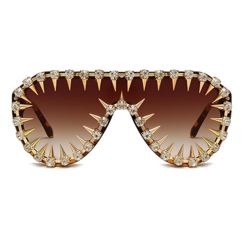 Uqezagpa Beliebte Sonnenbrille mit Kristallnieten, beliebte Brille für verschiedene Anlässe und Outfits, Freizeitkleidung, einzigartig, braun von Uqezagpa